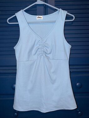 Pulse Sky Blue Ruched V-Neck Tank